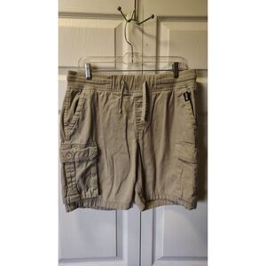 Highland Originals Men's Elastic Waist Cargo Shorts Khaki Tan - Size Medium